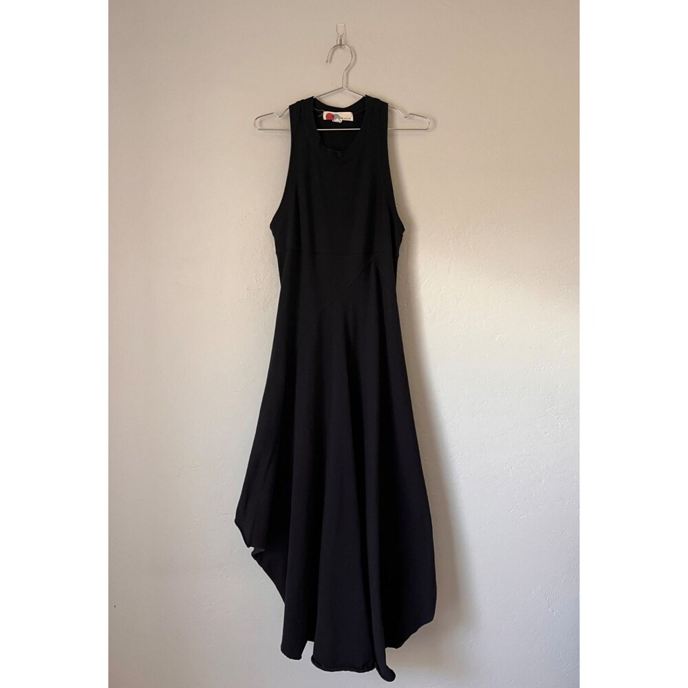 Free People FP BEACH Main Street Handkerchief Hem Midi Dress Black Size MEDIUM